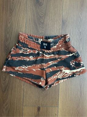 Darc Sport Women’s Athletic Shorts - Rust and Black Wolf print 100 % Cotton
